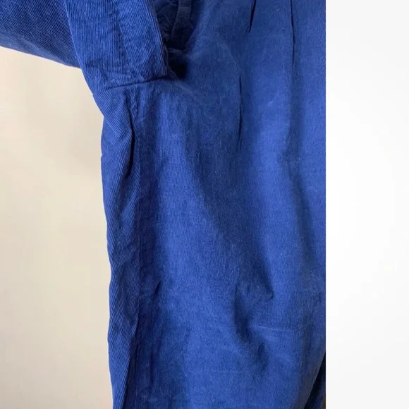 Christine Alcalay Blue Corduroy Straight Leg Ankle Length Pants
